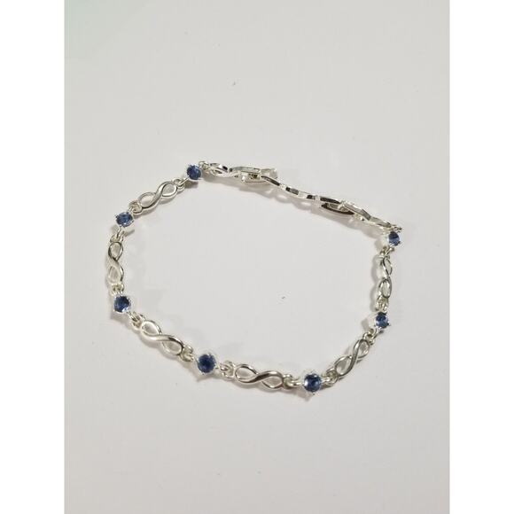 NRT silvertone bracelet with blue stones b46 - Picture 1 of 5